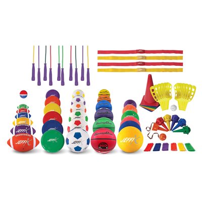 Ensemble de 100 items de jeux pour service de garde avec sacs de transport Ensemble de 100 items de jeux pour service de garde avec sacs de transport