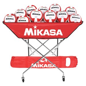 Mikasa Red Foldable Hammock Style Steel Ball Cart with Carrying Bag, Capacity of 24 Balls, 40 X 22 X 48" (102 X 56 X 122 Cm)