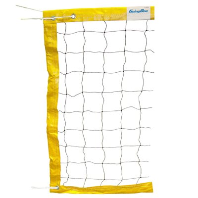 Filet de volleyball de plage économique Going One® de 9,75 m (32') jaune, avec câble en PE de 11,5 m (38') Filet de volleyball de plage économique Going One® de 9,75 m (32') jaune, avec câble en PE de 11,5 m (38')