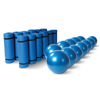 Ensemble de yoga de 12 tapis de 182 cm (72") et 12 ballons gonflables de 55 cm (22") Ensemble de yoga de 12 tapis de 182 cm (72") et 12 ballons gonflables de 55 cm (22")