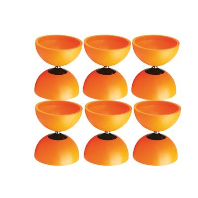 Ensemble de 6 diabolo en caoutchouc avec baguettes et livret, 10 cm (4") Ensemble de 6 diabolo en caoutchouc avec baguettes et livret, 10 cm (4")