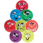 8 Soft Rubber Balls with Funny Faces