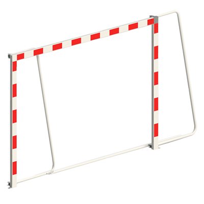 Paire de buts de handball pliants en aluminium peint rouge et blanc Paire de buts de handball pliants en aluminium peint rouge et blanc