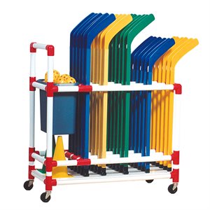 PVC Cart for Hockey Sticks and Accessories, 43 X 19" (109 X 48 Cm)