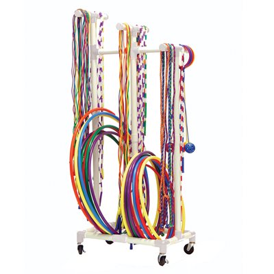 Chariot de rangement en PVC, capacité de 180 cordes à sauter et 50 cerceaux, 74 x 48 x 178 cm (29 x 19 x 70") Chariot de rangement en PVC, capacité de 180 cordes à sauter et 50 cerceaux, 74 x 48 x 178 cm (29 x 19 x 70")