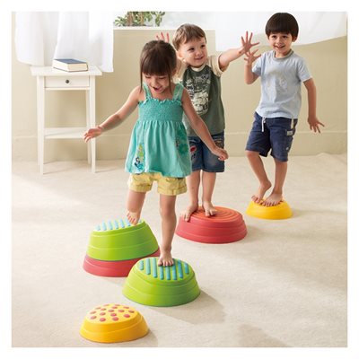 Ensemble de 6 pierres de parcours d'équilibre WePlay® «Rainbow River» Ensemble de 6 pierres de parcours d'équilibre WePlay® «Rainbow River»