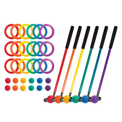 Mini golf set for 6 with colored targets