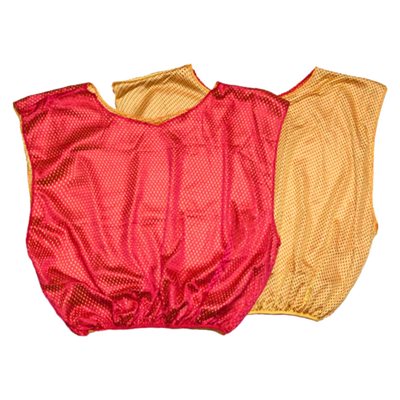 Dossard réversible en nylon jaune et rouge pour adultes Dossard réversible en nylon jaune et rouge pour adultes