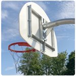 Structure de basketball permanente complète, panneau éventail en polyéthylène