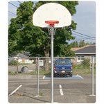 Structure de basketball permanente complète, panneau éventail en polyéthylène