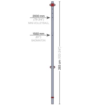 Poteau de volleyball et badminton en zinc de 4,8 cm (1,9"), niveau secondaire Poteau de volleyball et badminton en zinc de 4,8 cm (1,9"), niveau secondaire