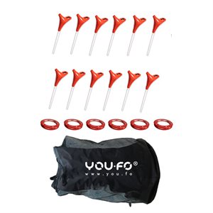 Institutional You.Fo Game Set of 12 Plastic Sticks and 6 Rings with Carrying Bag